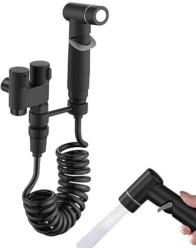 Pulverizador de bidé de mano para inodoro, válvula de control dual de 1 en 2 salidas, mini kit de rociador de llave de inodoro, arandela a tope, accesorio de bidé de ducha de mano para lavadora e