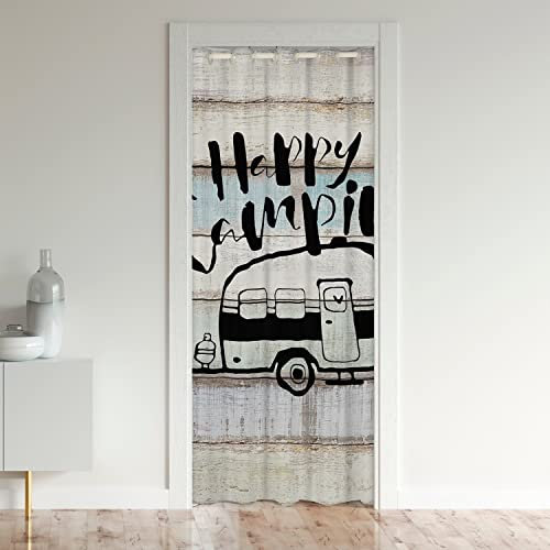 Loussiesd Glücklich Camping Türvorhang 132x203cm Wohnmobil Vorhang für Innentür Raumteiler Raumverdunkelung Cartoom Auto Verdunkelungsvorhang
