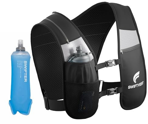 SWIFTVEST™ Running Vest for Women Men, Hydration Vest with 500ml Running Water Bottle, Lightweight Reflective Running Phone Holder, Adjustable Unisex, Running Accessories