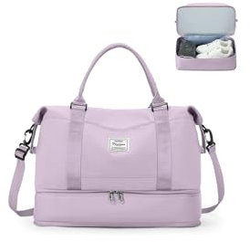 Borsone da Viaggio Donna, 40x20x25 Ryanair Bagaglio a Mano Borsa da Viaggio con Scomparto per le Scarpe, Borsa Sportiva Borsone da Palestra Grande, Borsa da Weekend,Borsa per Ospedale,F7-Viola chiaro