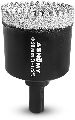 ASNOMY Diamant Fliesenbohrer Set, 38mm Gezahntes Diamantbohrer Lochsägen Bohrkrone Fliesenbohrkronen zum Bohren für Glas, Fliesen, Porzellan, Granitstein, Quarzit, Glasfliesen