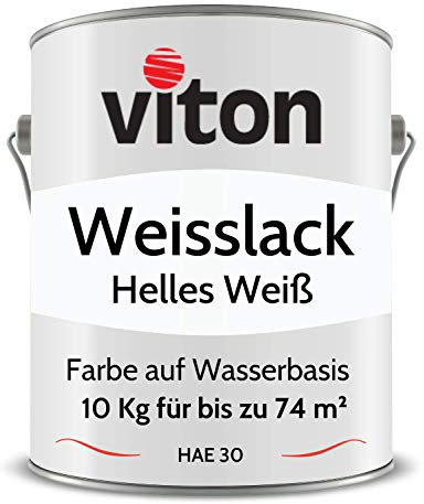 Viton Weisslack - 10 Kg - RAL 9016 Verkehrsweiss (Helles Weiss) - Seidenmatt - 3in1 Premium Lack - Hohe Beständigkeit & Deckkraft - Alle Oberflächen - HAE 30