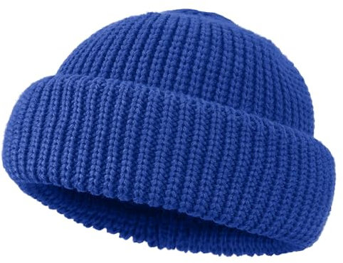 CLAPE Trawler Fisherman Beanie Strick Dockermütze Seemannsmütze Warm Wintermütze Wool Beanie Knit Hat Weich & Stretchy Rollmütze