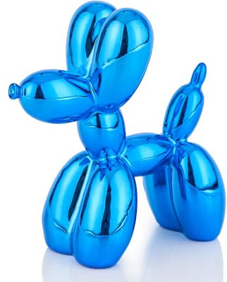 AMOIENSIS Glänzende Ballon-Hundestatue, Dekoration, 10,2 cm, galvanisiert, Ballon-Hundeskulptur,Regal-Dekoration, kleine eklektische Dekoration, für Schreibtisch, lebendiger Ballonhund, Blau