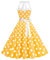 maxToonrain Dresses for Women UK Long Sleeve,Womens 1950s 80s 70s 90s Fancy Dress A Line Spaghetti Strap Polka Dot Midi Party Dress Halloween Costumes for Adults Ladies(A-Yellow,M)