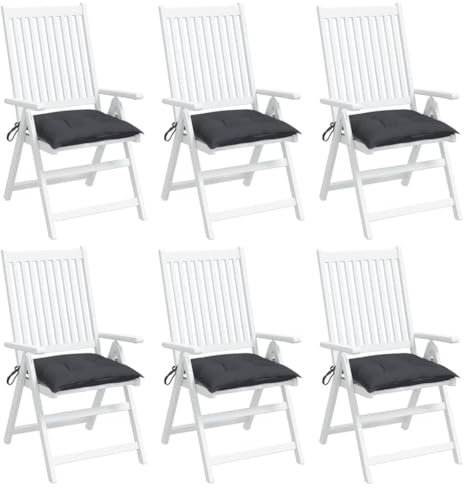 vidaXL Lot de 6 Coussins de Chaise, Galette de Siège avec Jeux de Cordes, Coussin d'Extérieur Imperméable Terrasse, Anthracite 40x40x7 cm