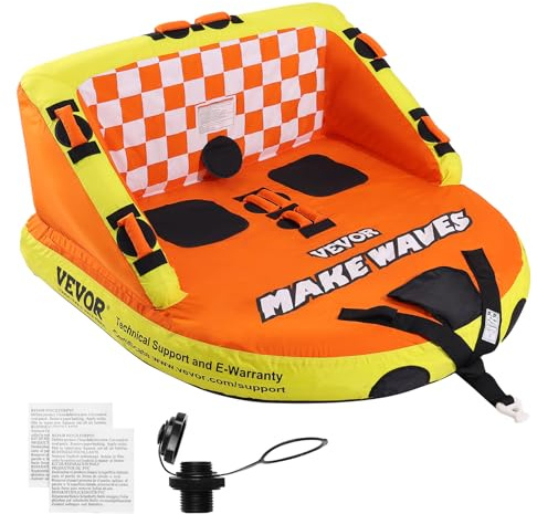 VEVOR Bouée tractée Gonflable pour Bateau, Tube remorquable pour 1 à 3 passagers, Housse en Nylon, poignées en EVA et soupape de sécurité de Vitesse