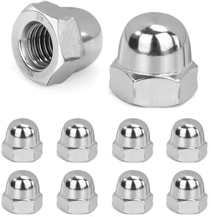 QIMEI-SHOP Dadi ciechi M10 Esagonali Dadi cappuccio in Acciaio Inossidabile Dado Cieco per Viti Barre Filettate e Bulloni Filettati Conforme allo DIN 1587 10 pezzi