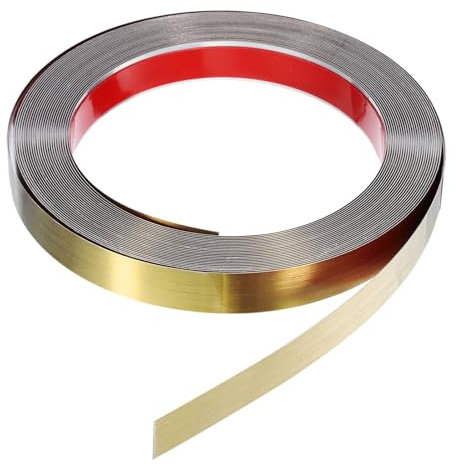 QUARKZMAN 39,4Ft x 0,79 Garniture Murale, Cadre de Garniture de Moulure à Décoller et à Coller, Garniture de Bande Métallique de Finition Brossée en Acier Inoxydable auto-Adhésive, Doré
