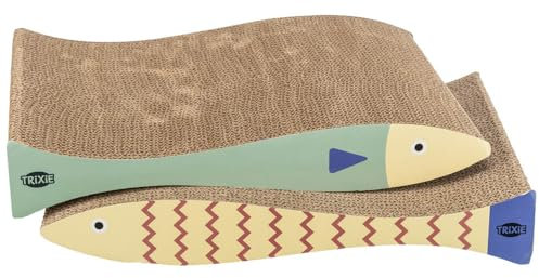 Kratzpappen Fisch, Katzenminze, 2 Stück, 40 × 30 × 11 cm, 2 St., Mint/Creme