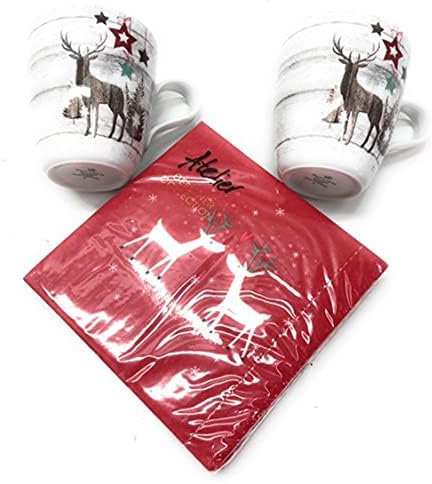 Life Christmas Becher Seltmann Weiden mit Henkel 2 er Set und Servietten Henkelbecher Trinkbecher