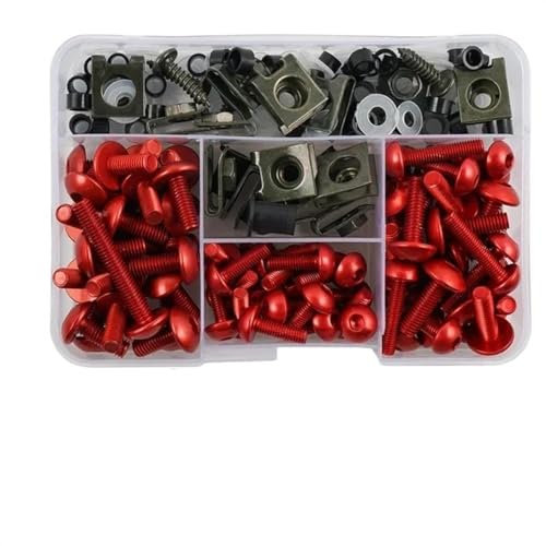 QIBBEI Set di Attrezzi Carenatura Bulloni Dadi Kit Corpo Fissaggio Pinze Vite per z750 z900 z1000 z800 per versys 650 er6n per Ninja 400 300 z1000sx(Rosso)