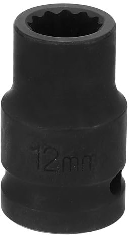 sourcing map 12-Point Impact Socket 1/2 Inch Drive 12mm Metric Cr-V Shallow Impact Socket Nut Driver Wrench for Auto Repair