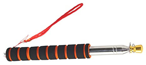 Happyyami Teleskop Fahnenmast Aus Edelstahl Mit Schwammgriff rutschfest Für Outdoor Guide Touren Schule Sportveranstaltungen in Schwarz Orange Silber