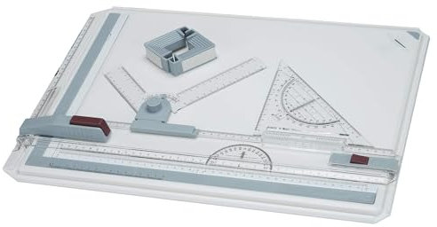A3 Zeichenbrett, Geo-Board gz Platte, Multifunktionaler Zeichenplatte Din A3 Zeichenschiene mit Winkelmesser Papiersuchgerät Lineal Stützfuß für das Professionell Office Arbeiten Studenten (A3)