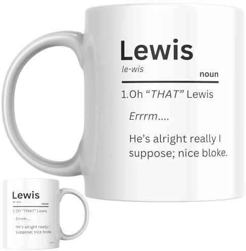 Designs of note! Lewis Personalised Ceramic Mug | ‘Oh “That” Lewis Funny Custom Novelty Name Gift