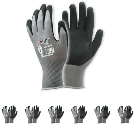 Arbeitshandschuhe für Mechaniker, Elektriker, Montagehandschuhe, Werkstatt, gartenhandschuhe, kfz-Handschuhe, mit Rutschfeste & Touchscreen-Funktion, 6 Paar Nitril Schutzhandschuhe Herren (Größe 7/S)