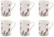 Tamersgifts Fine China Floral Bee Mugs, Set of 6, 300ml, Dishwasher and Microwave Safe, 10cm x 7cm