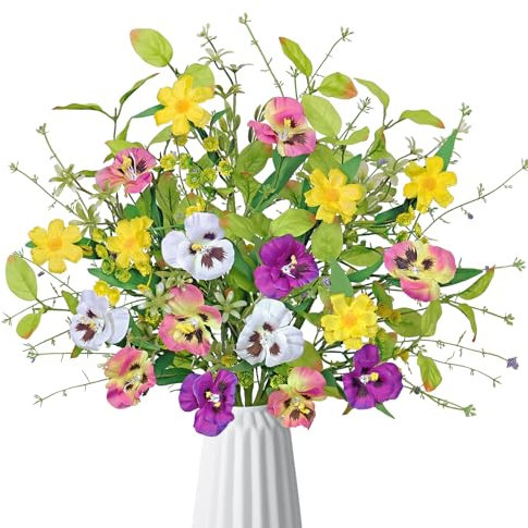 Weldomcor 3 Bundles Artificial Flowers Outdoor, UV Resistant Fake Silk Flowers No Fade Greenery Shrubs Plants for Home Vase Garden Porch Window Box Hanging Baskets Wedding Decorations, Pink