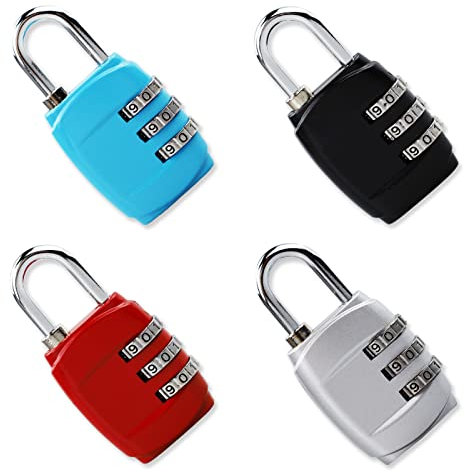 Cerradura con código numérico, 4 paquetes de 3 dígitos, antióxido, resistente a la intemperie, candado de combinación para equipaje, cerradura de combinación para taquillas, gimnasio, vallas de jardín
