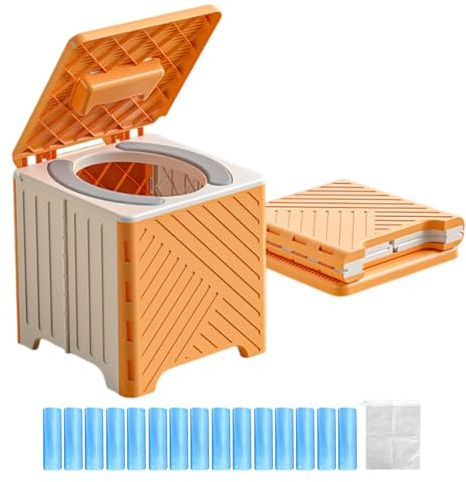 Husoiuy Tragbare Toilette - Toilettenstuhl für Erwachsene - Klappbar & Rutschfester Toilettensitz mit PVC Sitzpolster für Senioren Krankenhaus Outdoor Camping Reisen