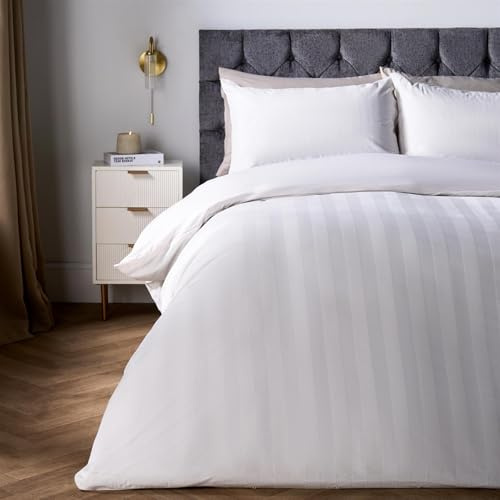 OHS King Duvet Cover Set, Super Soft Warm Luxurious Velvet Stripe Bedding Set Stylish Comfy King Size Duvet Cover with Matching 2 Pillowcases, Cream