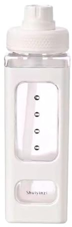 Flaroey Kawaii Bouteille d'eau avec paille 3D Ours mignon Autocollant en plastique gratuit Gobelet à bec carré portable 700 ml Blanc