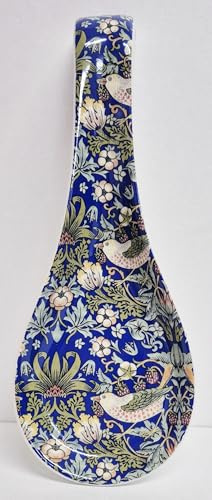 William Morris Strawberry Thief Blue Spoon Rest 22 cm Porcelain Classic Arts & Crafts Utensils Holder Hand Decorated in UK