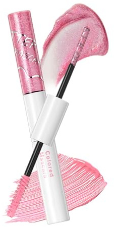 Rosa doppelseitige Mascara | Doppelt Matte & Glitzer Rosa Wimperntusche | Wischfeste Volumen-Mascara 2-in-1 | Wasserfestes Party-Make-up | Tierversuchsfreie Wimpernverstärker