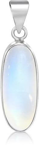 Unique Gems Kettenanhänger Silber 925 Sterlingsilber Regenbogen Mondstein 8.2 Karat klassischer Silberanhänger Damen
