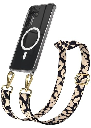 EAZY CASE Handykette - Verstellbares Taschenband kompatibel mit Galaxy S26 Plus, Schulterriemen, Handykordel mit Silikon Hülle, Qi Charging kompatibel, Umhängetasche, Taupe Camouflage Gold