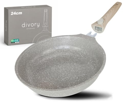 DIVORY Keramikpfanne 24cm – Pfanne abnehmbarer Griff mit Keramikbeschichtung Induktion, PFAS & PTFE frei, mittlere Bratpfanne Keramik, Mini-Pfanne beschichtet - frying ceramic pan (Natura, 24 cm)