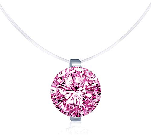 Unendlich U Kreativ Solitär Kette 925 Sterling Silber Rosa Zirkonia Damen Halskette Anhänger Transparente Angelleine Nylonkette