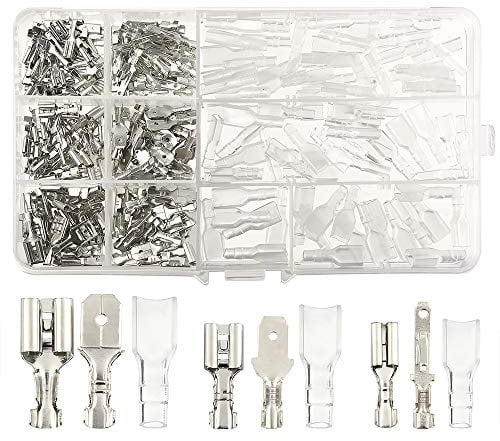 TUPARKA 270 Stück Kabelschuhe Set Quetschverbinder Sortiment Flachsteckverbinder Drahtklemme mit Isolierhülse Kit 2,8 mm 4,8 mm 6,3 mm