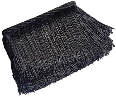 Yalulu 10 Meter Länge 10cm Breite Quaste Seide Fransen Geschnitten Fransenborte Kostüm Quaste Trimmen Apparel Fransenband Nähzubehör (Schwarz)