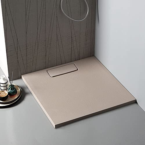 Kiamami Valentina Plato de Ducha Cuadrado de 90x90 en Resina Beige a RAS de Suelo de la línea Mart