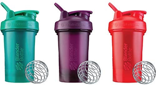 BlenderBottle Classic V2 Shaker Bottle Perfect for Protein Shakes and Pre Workout, 20-Ounce (3-Pack) Red, Green, and Plum