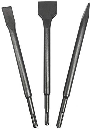 NORTOOLS SDS-Plus Hammer Chisel Set,3pcs Chisel Bit Set(250mm Point / 20x250mm Flat / 40x250mm Scraper) for Concrete, Tile, Brick, Cement, Stone and Masonry