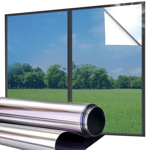 Lifetree One Way Window Film Privacy: Mirror Window Tint Film, Heat Daytime Privacy Film for Glass Windows, UV Reflective Anti Glare Film Clear, Sun Blocker for Home Office (Blue, 44.5 * 200cm)