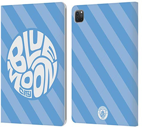 Head Case Designs Licenciado Oficialmente Manchester City Man City FC Blue Moon Rayas Patrones Carcasa de Cuero Tipo Libro Compatible con Apple iPad Pro 11 2020/2021 / 2022