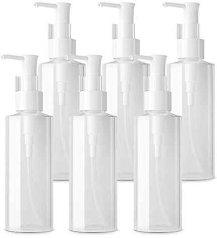 TIANZD 6 Piezas Oval Botella Dosificador Vacías de 100ml Pet Translúcido con Bomba Dispensador de Botellas de Loción Envase Cosmético para Jabón de Emulsión Gel de Ducha con Embudo