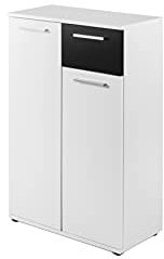 byLIVING Schuh-Kommode Jakob/Moderne Schwarz-Weiß-Optik / 2 Türen und 1 Schublade/Garderoben-Set/Für ca. 15 Paar Schuhe/Schuhschrank/Side-Board/B 60, H 102, T 30 cm