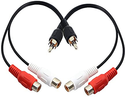 PNGKNYOCN Lot de 2 câbles répartiteurs RCA Y - 1 mâle vers 2 femelles - Câble adaptateur audio stéréo RCA vers 2 RCA - Cordon d'extension (20 cm)
