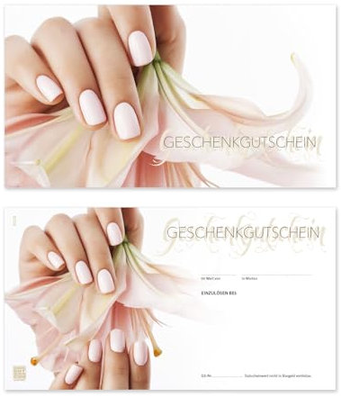 GESCHENKGUTSCHEINcom by POS-HAUER. 10 Gutscheine, blanko zum selber Ausfüllen. Für Nails Naildesign Nagelstudio.