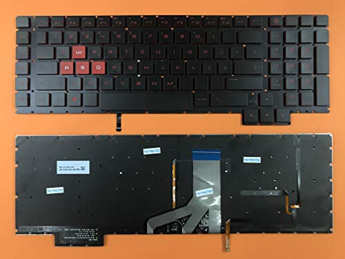 T-ProTek DEUTSCHE - Tastatur Keyboard mit Beleuchtung, ohne Rahmen Kompatibel für HP Omen 17-AN000