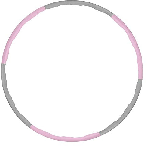 SMJ Sport Hula Hoop Reifen mit Massagenoppen | Bauchtrainer mit Schaumstoff Überzug | Durchmesser 100 cm | Gewicht 1,3kg | 6 Segmente | Rosa/Grau