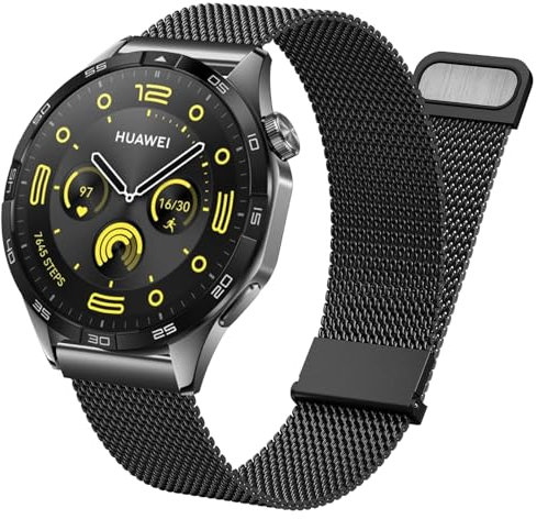 Kompatibel mit Huawei Watch GT4 Armband, 22mm Mesh Geschäft Metall Uhrenarmband für Huawei Watch GT2/GT2 Pro/GT3/GT3 Pro 46mm/GT 4 46mm/GT 2e/GT/GT Runner/GT Active/Huawei Watch 4/4 Pro/Watch 3/3 Pro