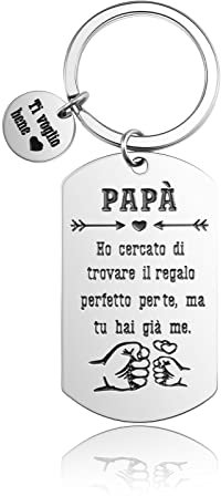 VGWON Portachiavi Regalo per Papà Con Scatola, Idee per Festa Del Papà, Compleanno e Natale - Testo Inciso al Laser In Acciaio Inox 316L