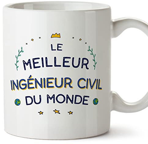 MUGFFINS Tazas para INGENIERO CIVIL hombre - En Francés - Meilleur du Monde - 11 oz / 330 ml - Regalo original y divertido