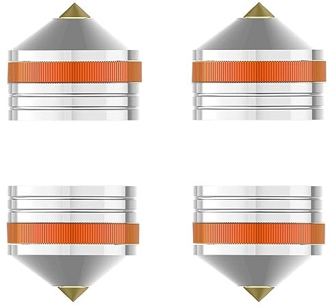 Monosaudio 4X HiFi Lautsprecher Spike Pads Isolationsfüße 39x41mm Gerätefüße Aluminium Lautsprecherständer Stoßdämpfer Untersetzer höhenverstellbar für Verstärker Subwoofer DAC Plattenspieler